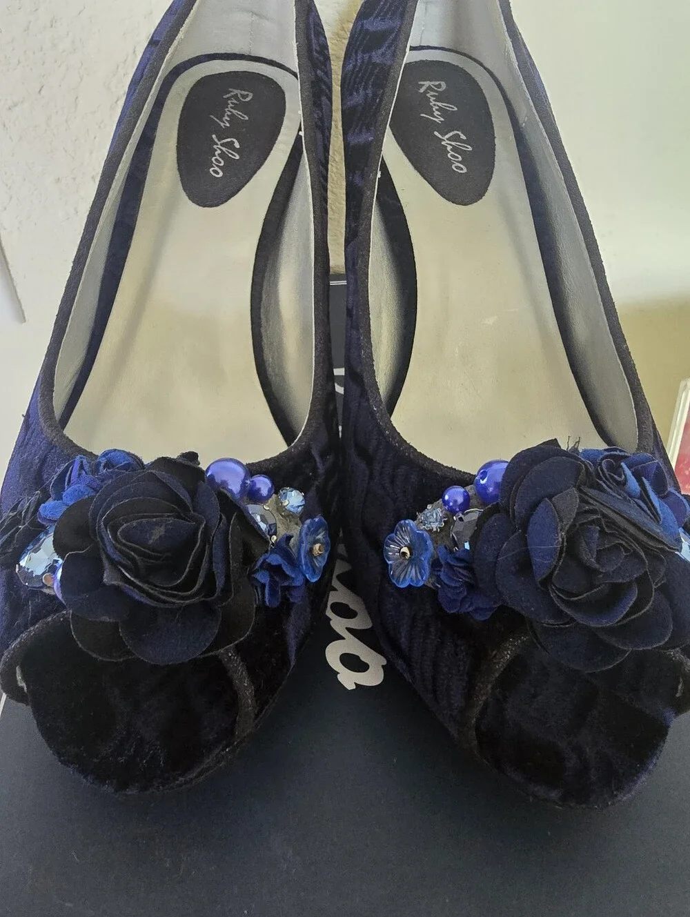 Ruby Shoo Women's Navy  Peep-Toe Heels